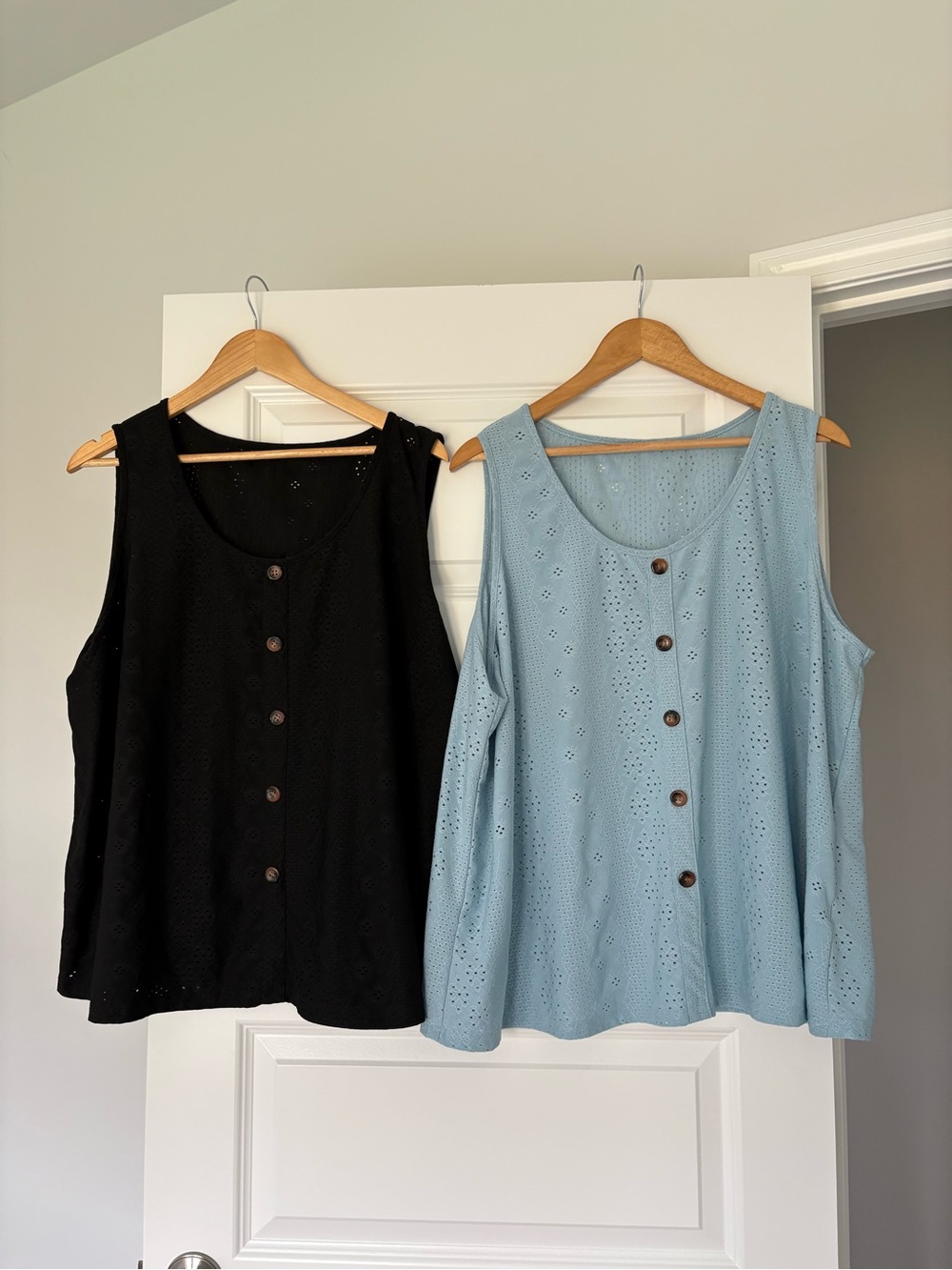 EUC Plus Size Eyelet Tank Top Bundle Black & Light Blue  Everyday Chic